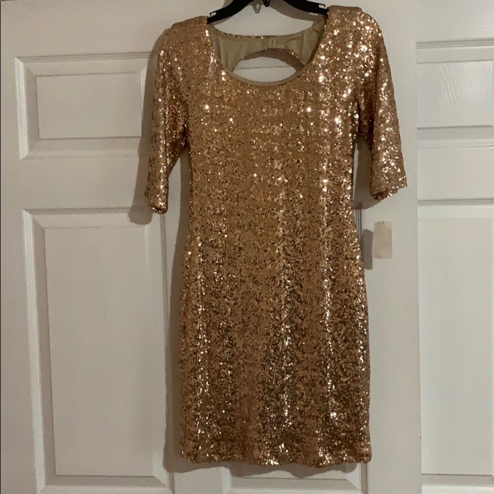 Rose gold sequin dress